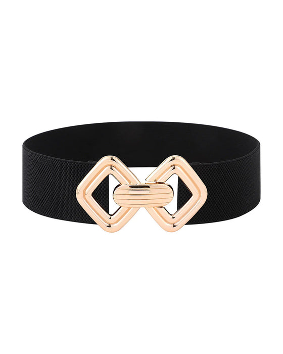 Vintage Goldene Schnalle Hoch Elastischer Leder Gürtel Für Damen