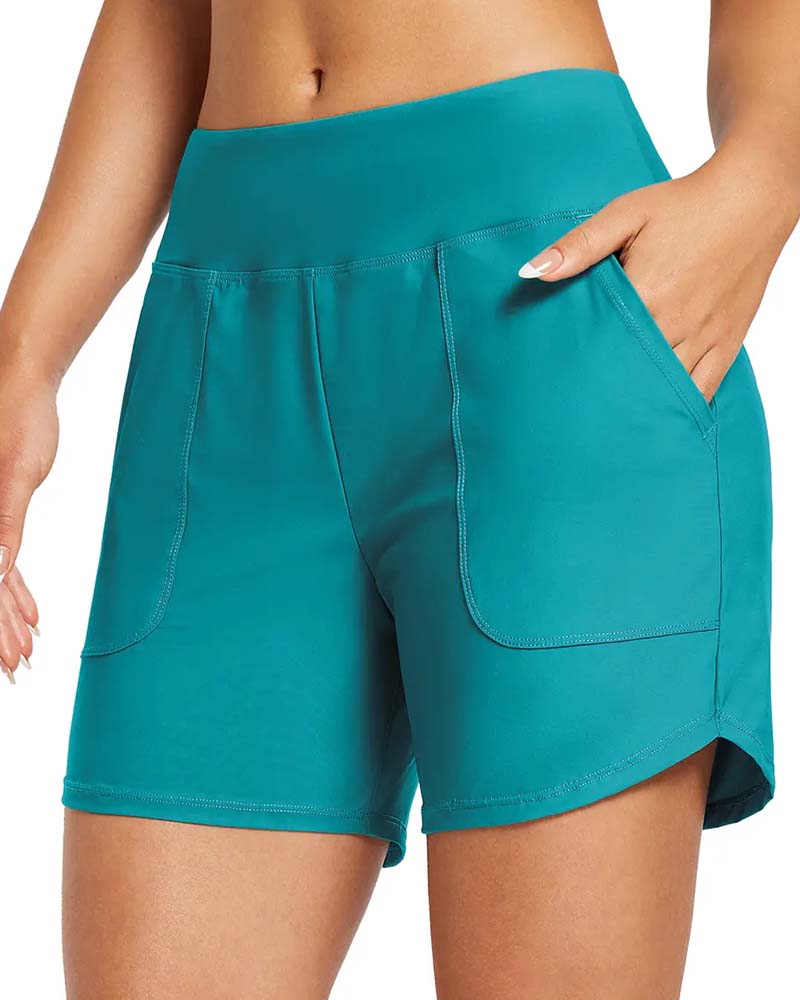 Shorts Hohe Taille Schlitz Sportlich Lässig