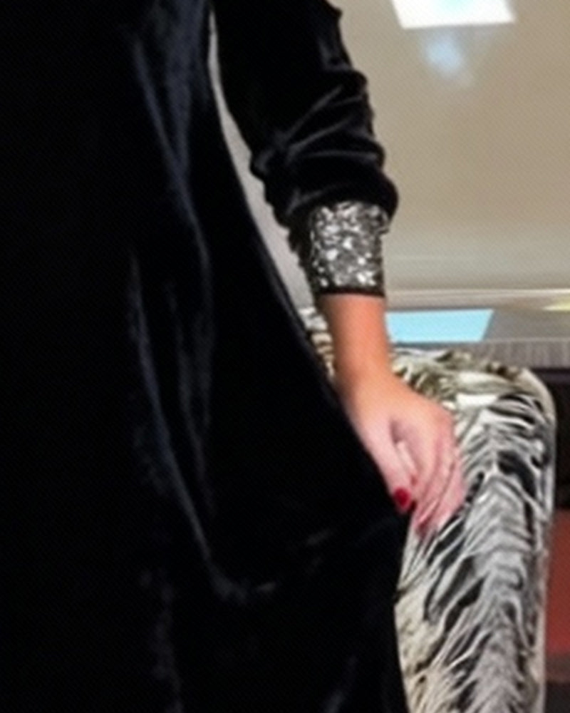 Kleid sexy schulterfrei glitzernder V-Ausschnitt