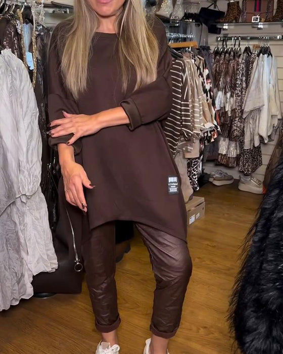 Sweatshirt Mit Rundem Hals Und Lose - Passende Merkmale