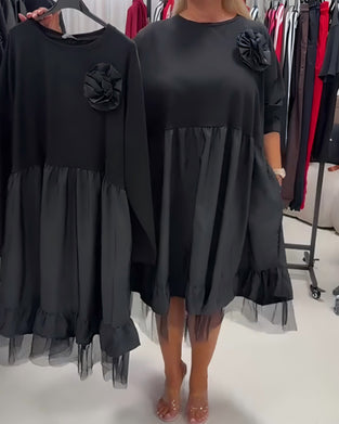 Kleid Patchwork Einfarbig Lässig