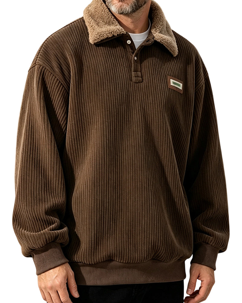Sweatshirt Cord Knopfleiste Revers