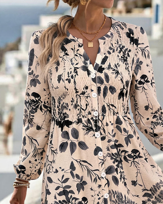Kleid Tinte Waschen Blatt Tailliert Kurz