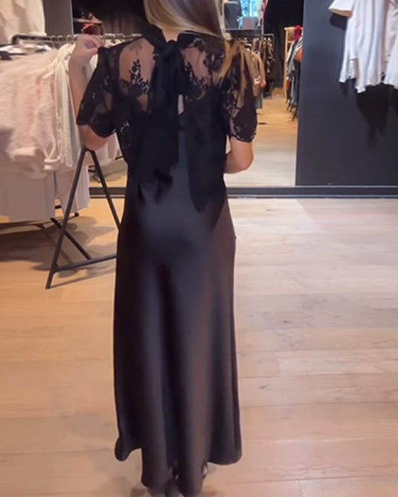 Set aus Spitzen und Meshbluse mit drapiertem Slipkleid