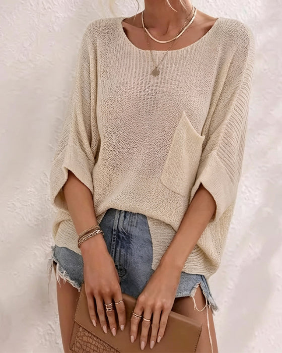 Pullover Einfarbig Mit Tasche