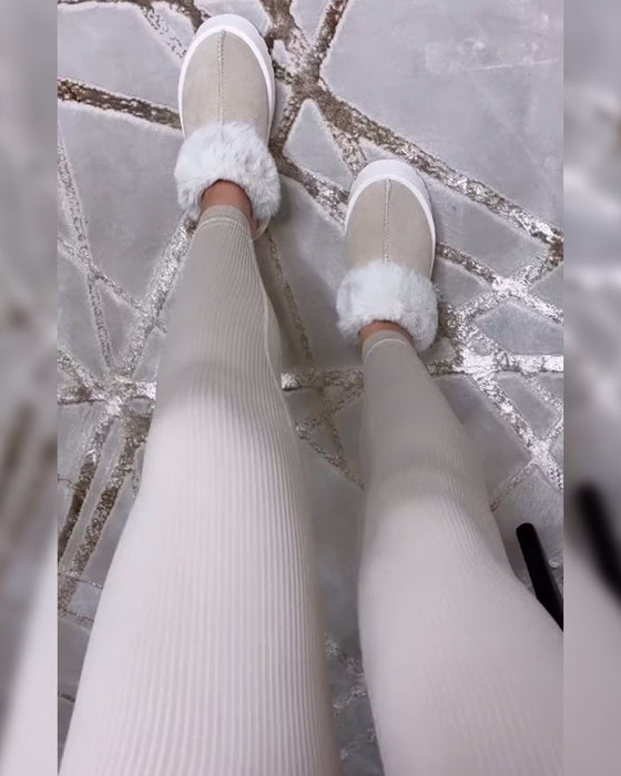 Leggings Uni Gefädelt Rippstoff
