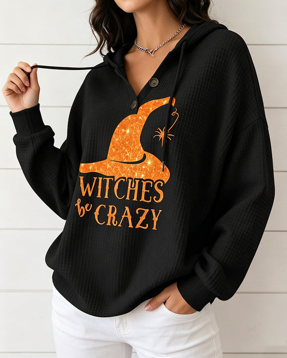 V‑Ausschnitt Gedruckter Kapuzenpullover Mit Kordelzug
