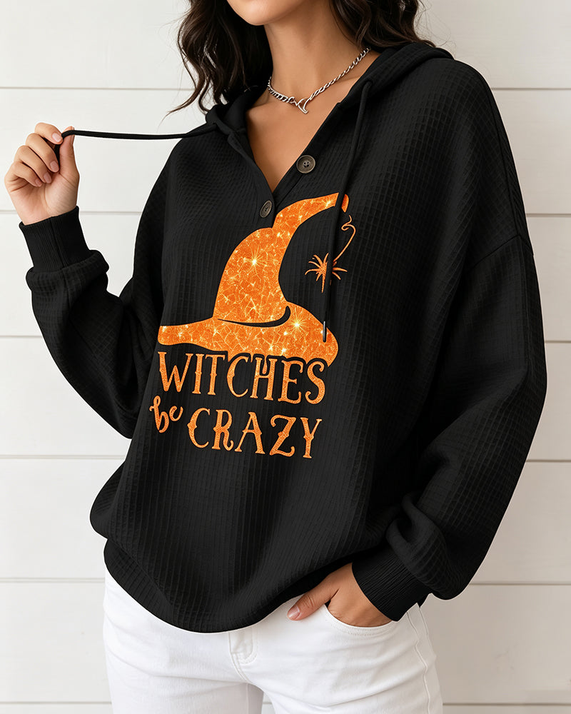 V‑Ausschnitt Gedruckter Kapuzenpullover Mit Kordelzug