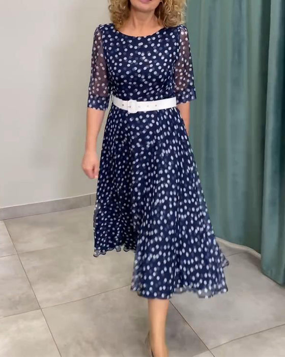 Kleid Halbärmliges Pünktchen Chiffon