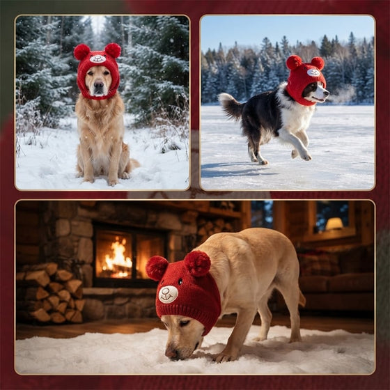 Schal Und Mütze Set Großer Hund Gestrickt Ohren