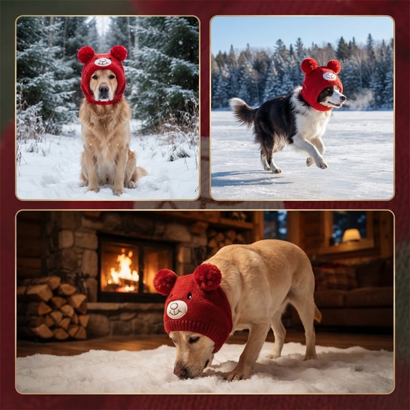 Schal Und Mütze Set Großer Hund Gestrickt Ohren