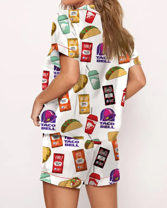 Kurzärmliges Bedrucktes Pyjama-Set
