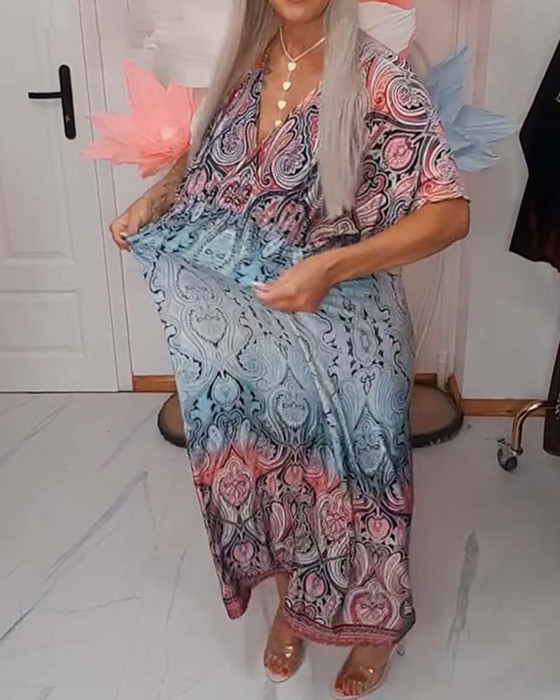 Kleid V-Ausschnitt Taille Drapiert Urlaub