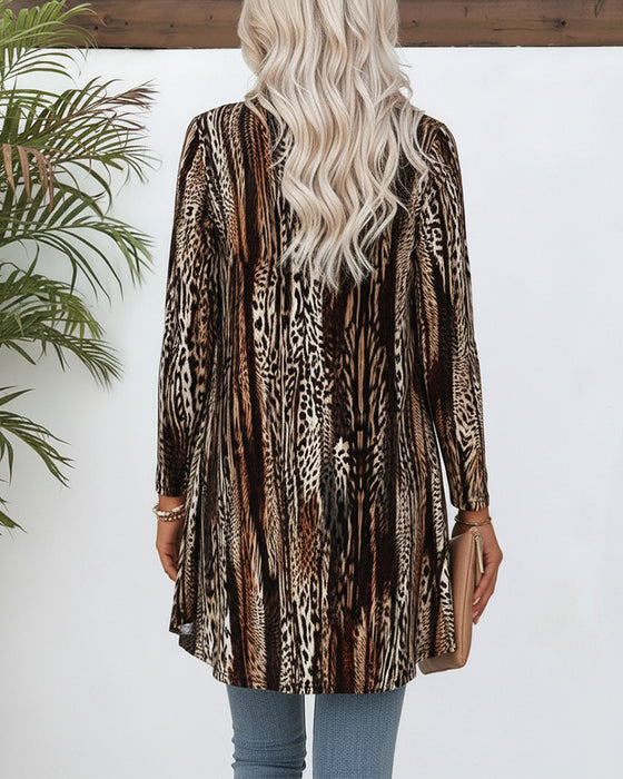Top Mit Faux Zwei-Teiligem Design, Leopardenmuster-Panelierung Und Chicem Ambiente