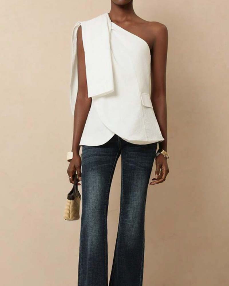 Bluse Off-Shoulder Kreuz Bindung Design