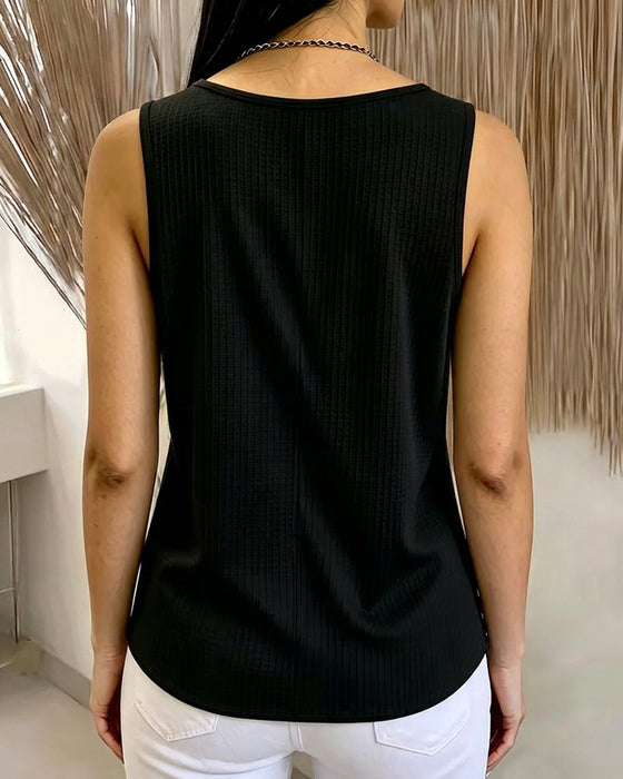 Tank Top Spitze V-Ausschnitt Gerippt