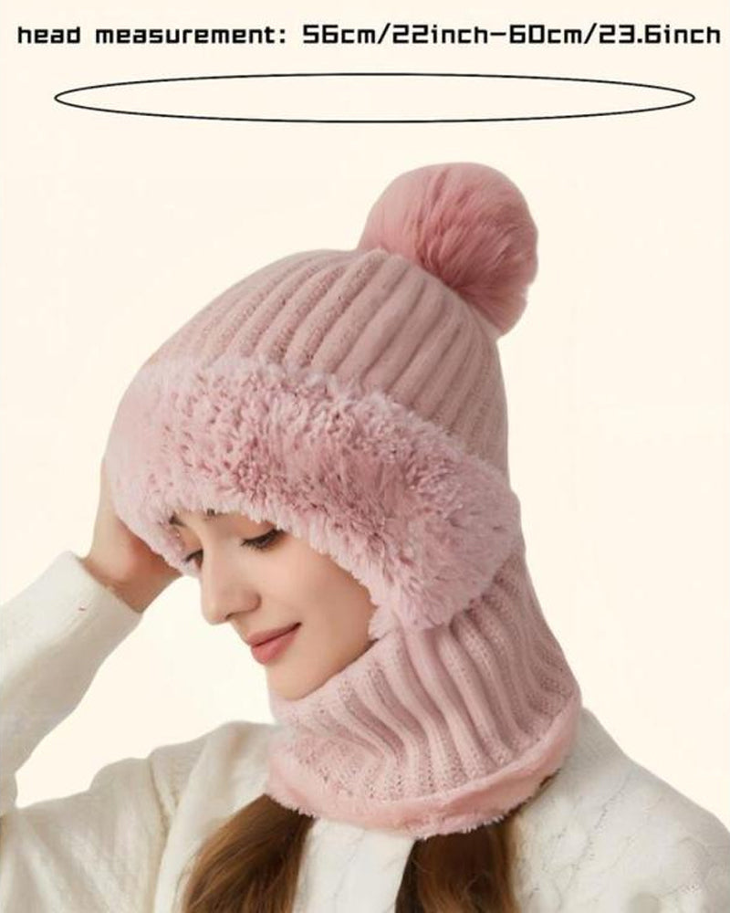 Damenmütze In Uni-Farbe Mit Bommel