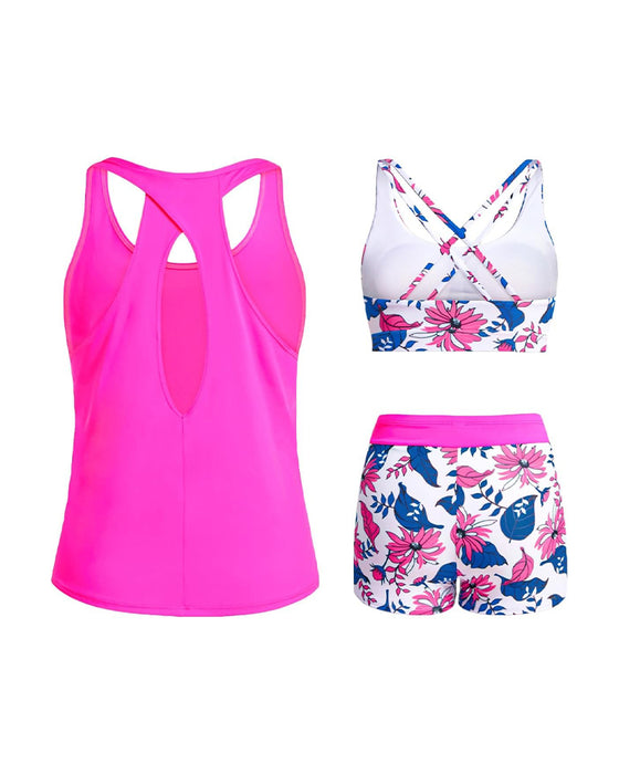 Tankini Blumig Druck Dreiteilig