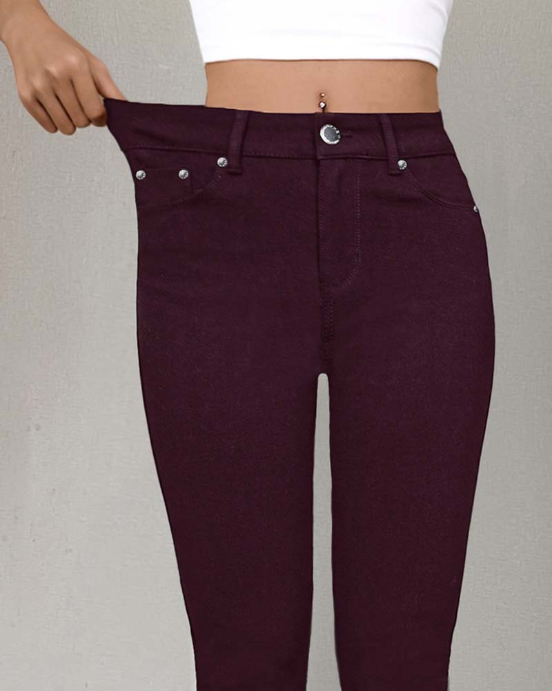 Hose Damen Tasche Einfarbig Skinny Lässig