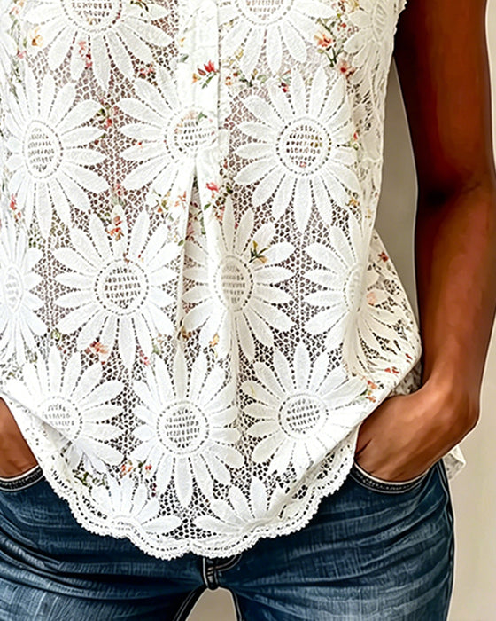 Tank Top Daisy Hollow Out Spitze Ärmellos