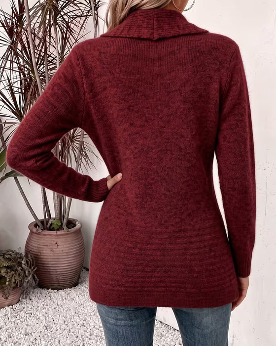 Cardigan Einfarbig Knopf Verziert