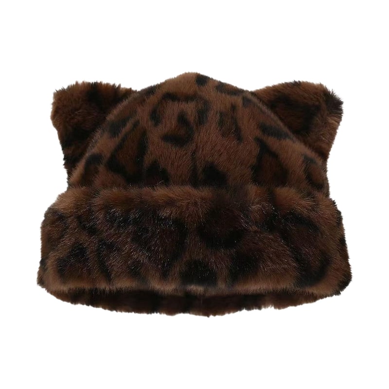 Hut Leopardenprint Plüsch Katzenohr