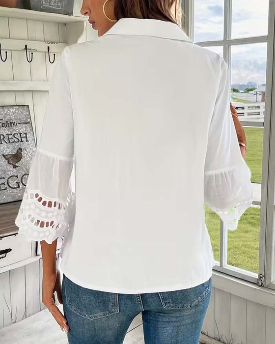 Hemd ausgestanzt Reverskragen weitärmlig