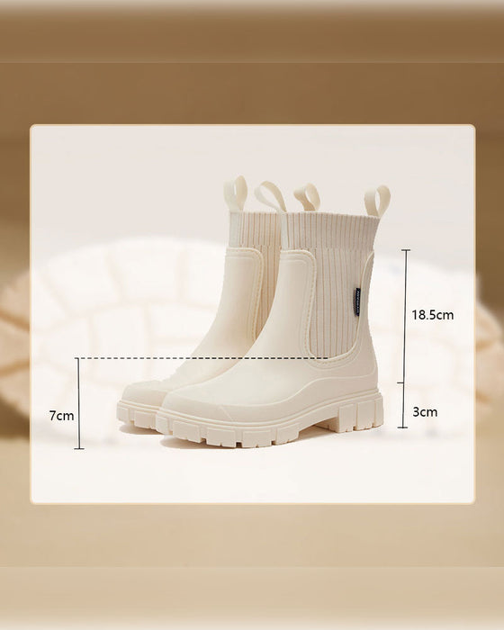 ☔️Stiefel Wasserdicht Rutschfest Dicke Sohle Mittelschaft