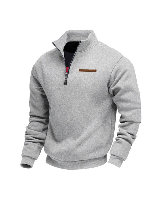 Sweatshirt Unifarbe Stehkragen Reißverschluss