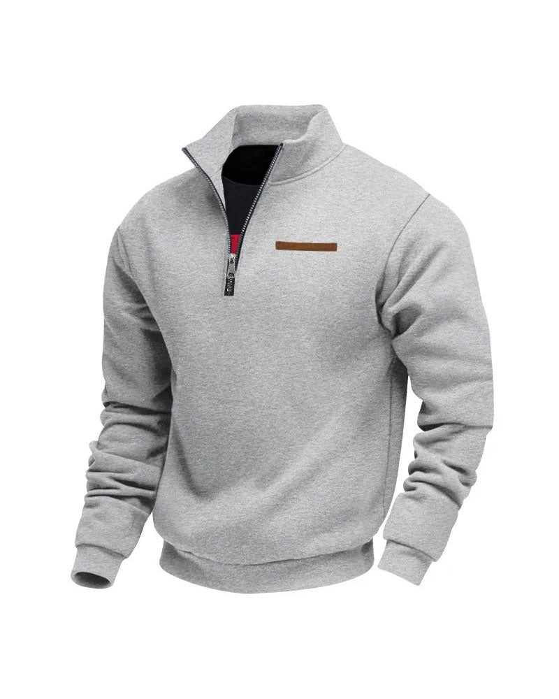 Sweatshirt Unifarbe Stehkragen Reißverschluss