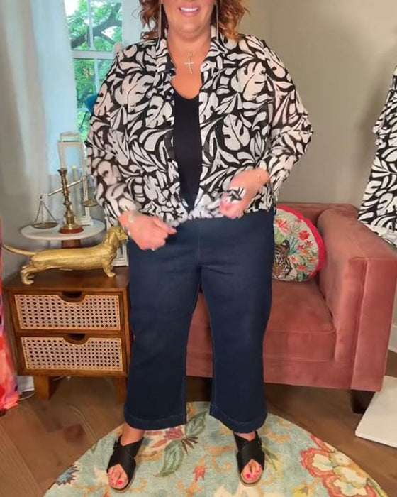 Bluse Mit Locker, Bequem Und Blattmuster Merkmalen