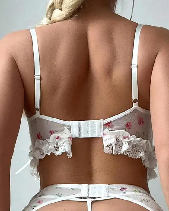 Set Rüschen Strumpfhalter Teddybär Schlafanzug