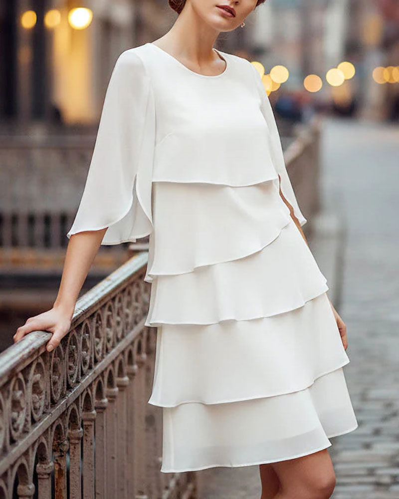 Kleid Locker Runder Halsausschnitt Kuchen