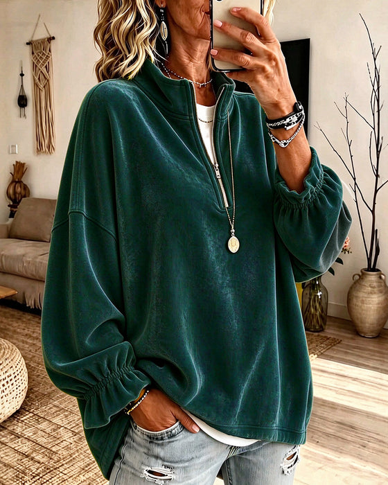 Sweatshirt Stehkragen Reißverschluss