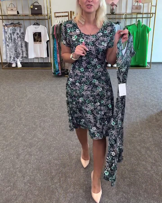 Kleid Stilvoll Schmale Taille Bedruckt