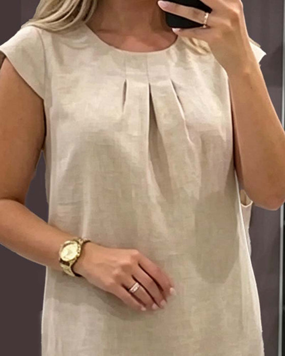 Kleid Schmetterlingsärmel Rundhalsausschnitt Etuikleid