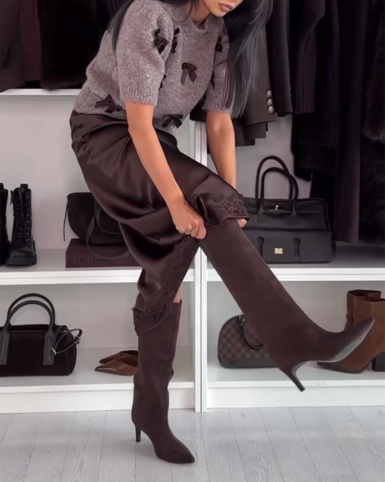 Pullover mit Schleifendeko und Rundhalsausschnitt