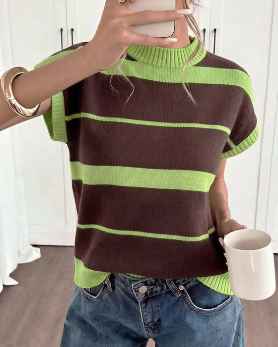Pullover Kurzarm Gestreift