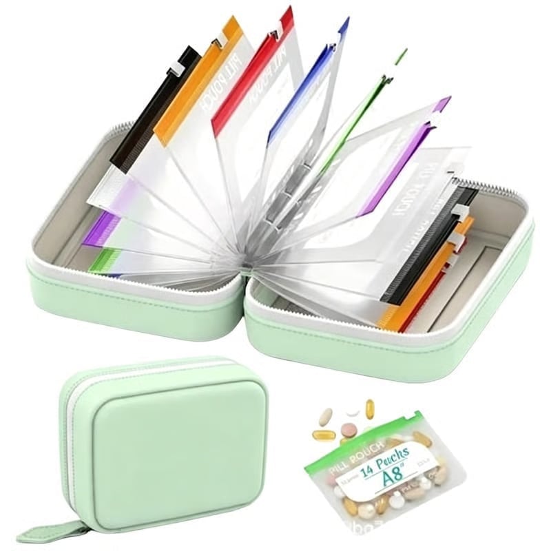 Premium wasserdichtes PU-Reise-Pillenbox-Set