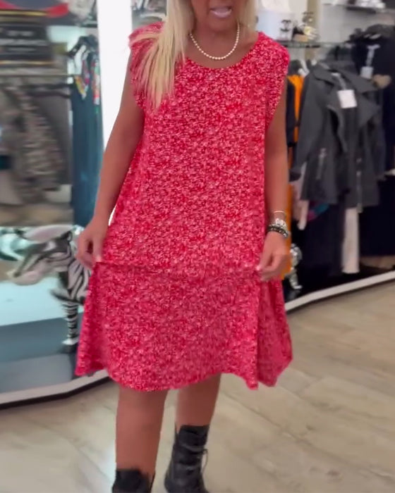 Kleid Lotusblatt Ärmel Blumig