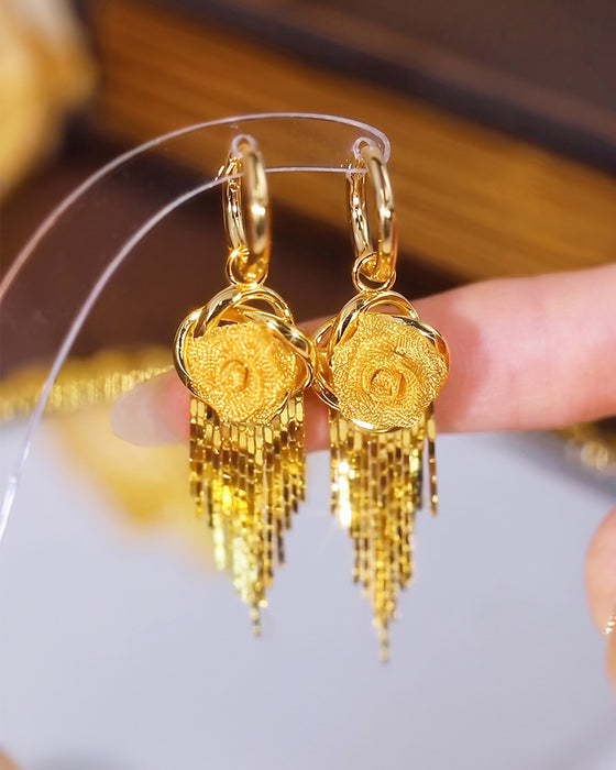 Goldblumen-Ohrringe Mit Quasten