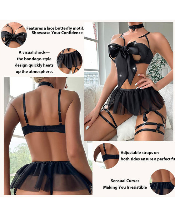 Zweiteiliges Pyjama-Set Sexy Schleife