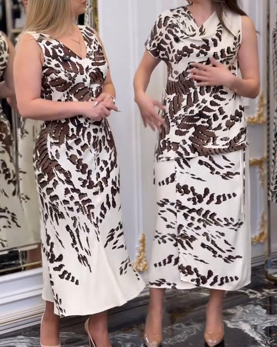 Kleid Modisch Bedruckt Ärmellos