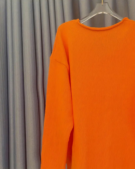 Pullover V-Ausschnitt Schriftprint Locker Casual