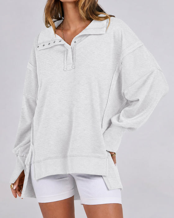 Sweatshirt Einfarbig Langarm