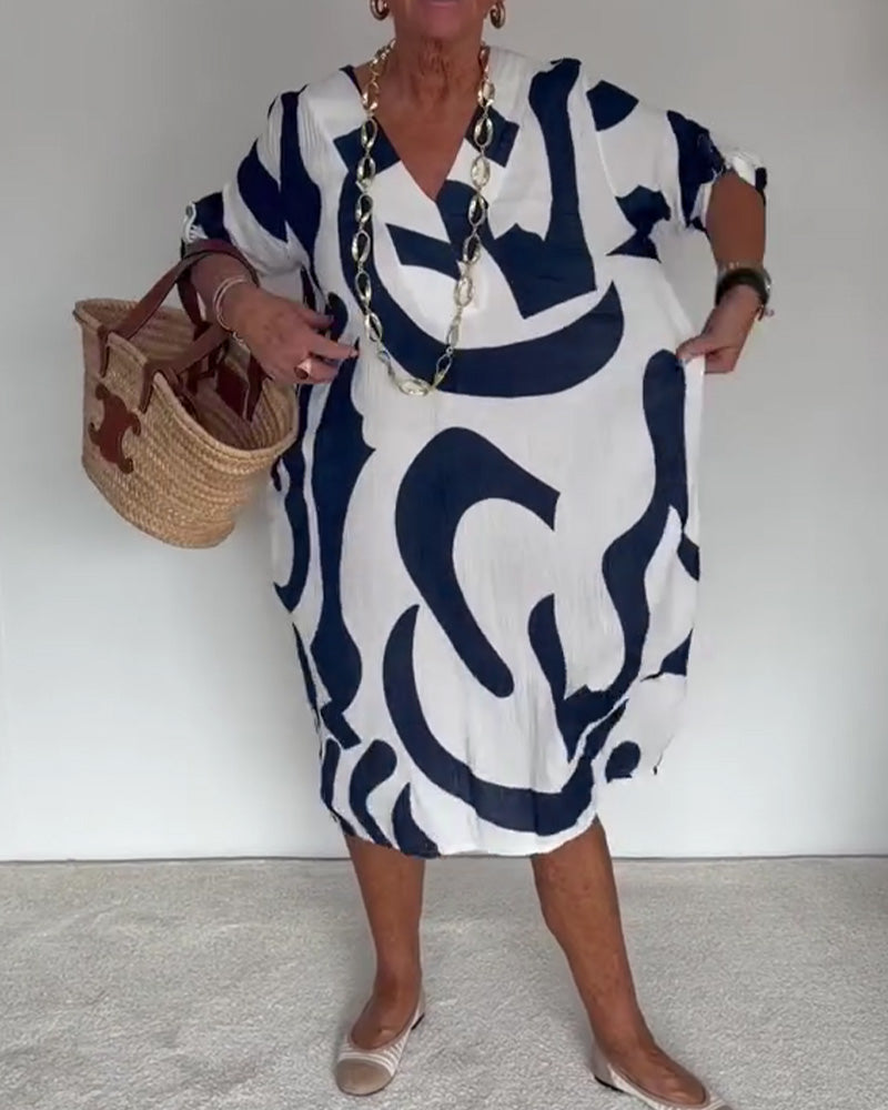 Kleid Geometrischer Abstrakter Print Loose Fit