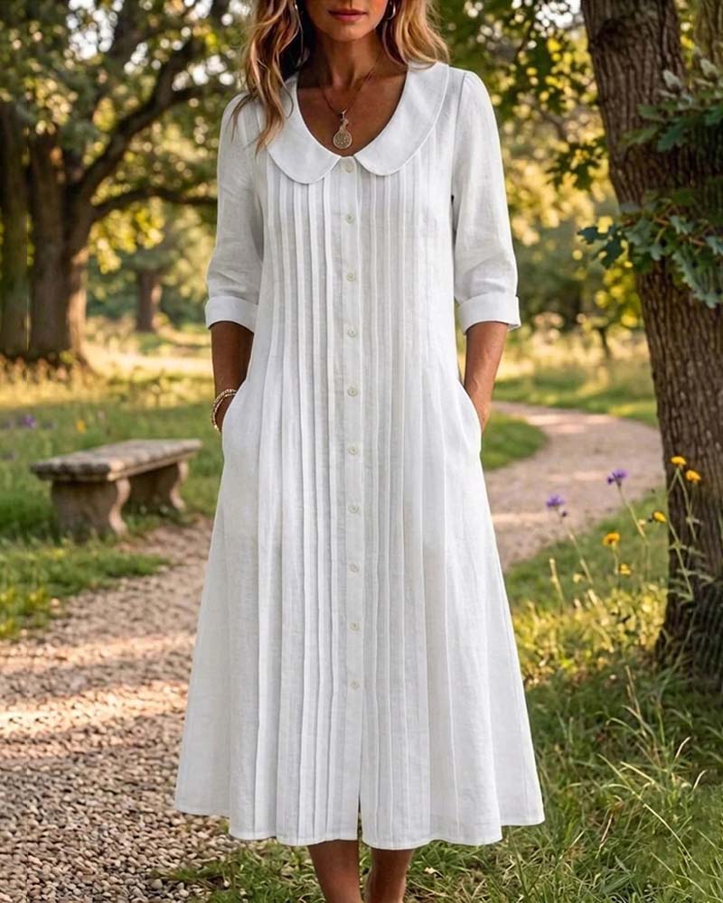Kleid Plissiert Dreiviertelarm