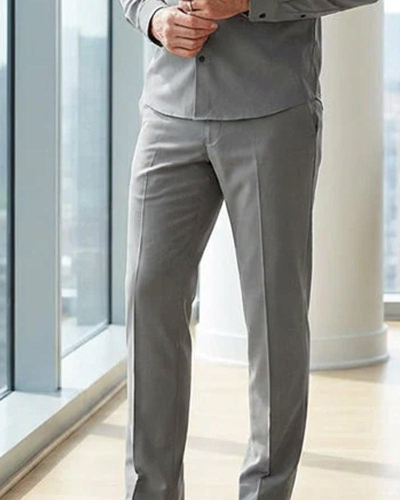 Herren 2-teiliger Unifarbener Spazieranzug - Locker geschnitten, knitterresistent, stilvoll