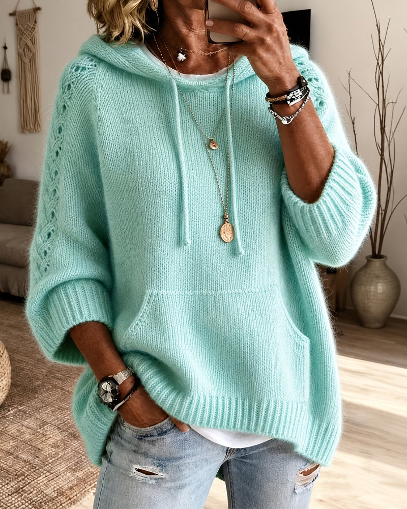 Pullover Mit Kapuze Hohlraum Kordelzug Tasche