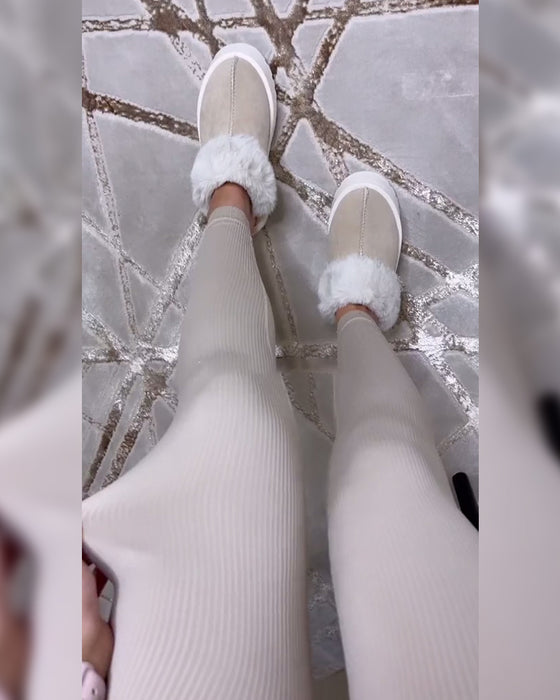 Leggings Uni Gefädelt Rippstoff